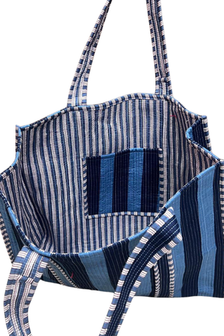 ETA 4/1 - Bohdi Navy and Blue Striped Tote Bag