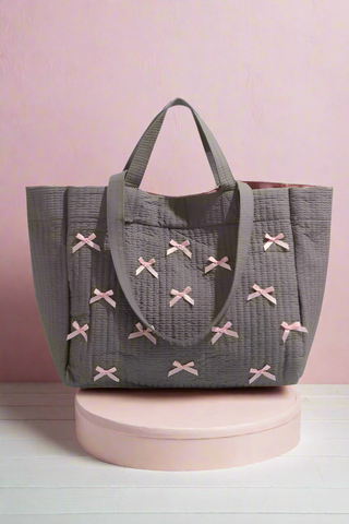 ETA 2/11 - Kayla Gray with Pink Bows Tote Bag