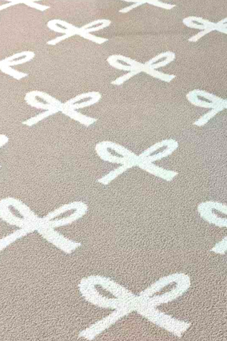 ETA 1/6 - Taupe and Cream Bow Luxury Blanket