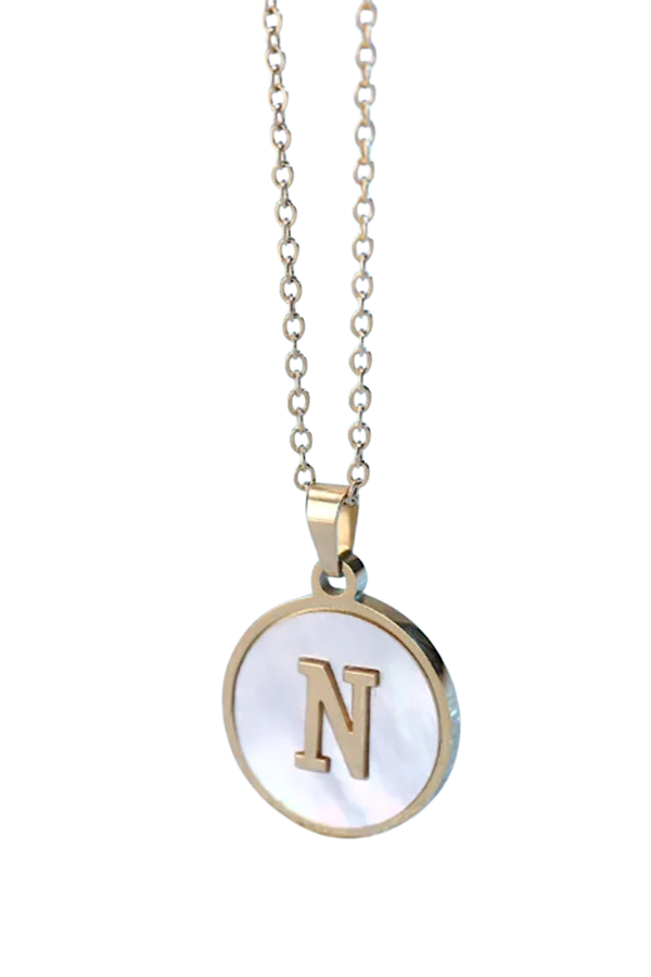 Gold Pearl Initial Necklace N - ETA 3/15