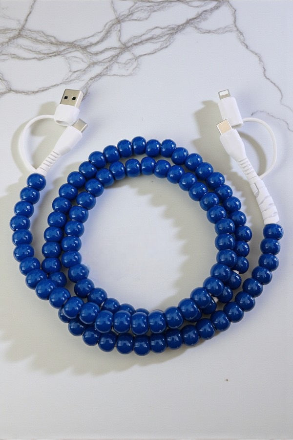 Updated Dark Blue Beaded Cord Charger