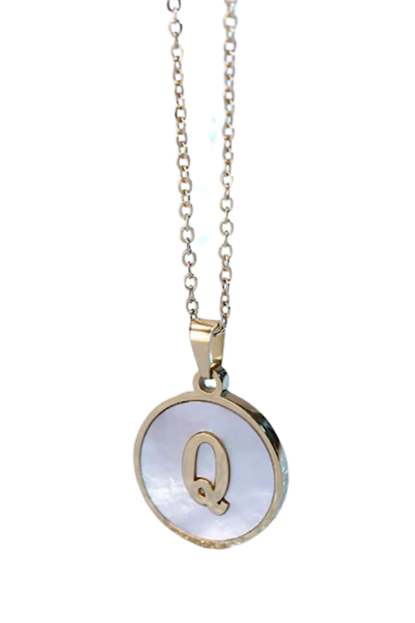 Gold Pearl Initial Necklace Q - ETA 3/15