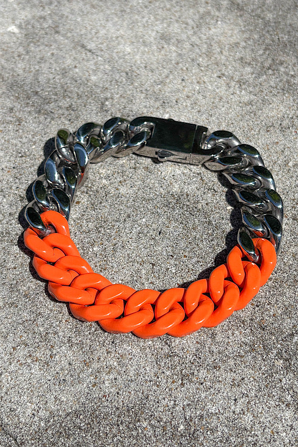 Victoria Orange and Silver Link Bracelet