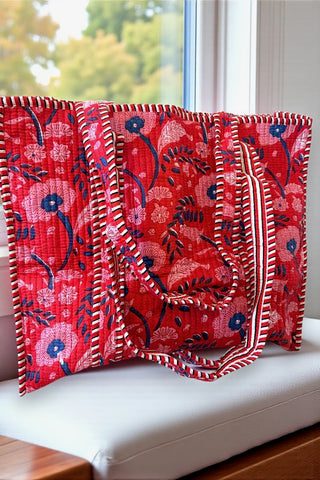 ETA 6/29 - Scarlet Blooms Floral Tote Bag