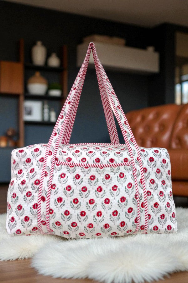 ETA 9/10 - Sullivan Red and White Floral Duffle Bag