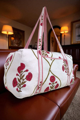 ETA 9/10 - Ellison Burgundy Floral Duffle Bag