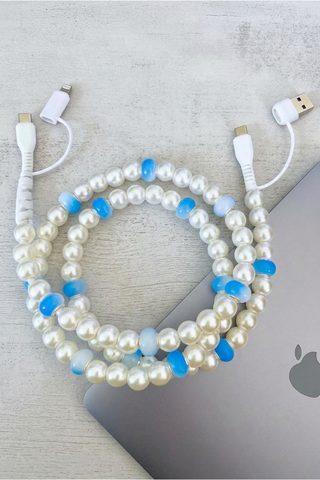 ETA 4/24 - Updated Blue and White Pearl Beaded Charger