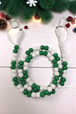 ETA 10/29 - Updated Green and White Beaded Phone Charger