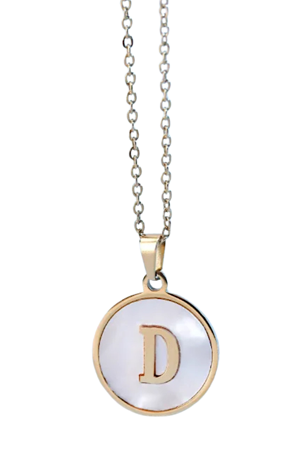 Gold Pearl Initial Necklace D - ETA 3/15