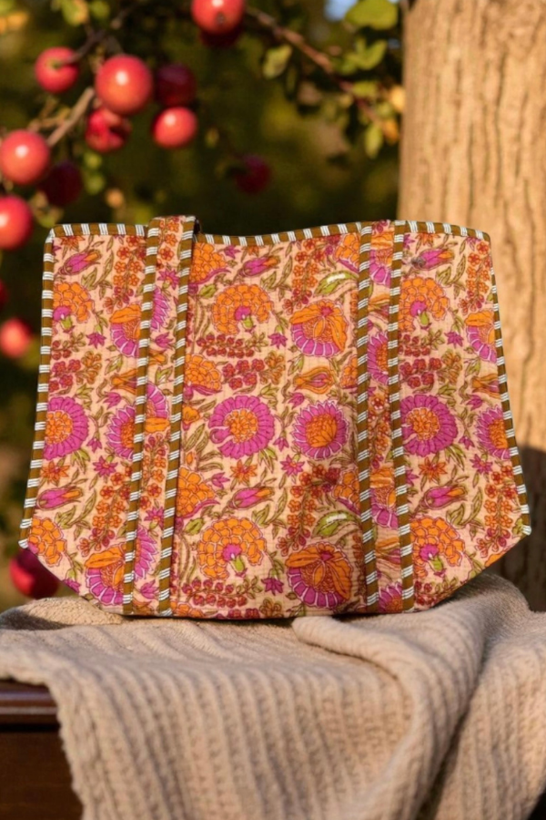 ETA 9/12 - Rue Orange Floral Patterned Tote Bag