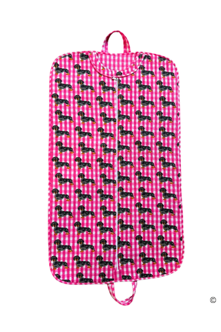 The Chloe Pink Gingham Garment Bag©