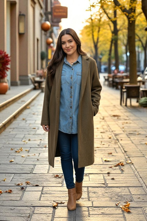 Juliette Olive Mid-Length Coat