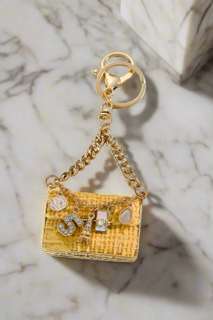 ETA 1/24 - Yellow Tweed Handbag Purse Charm