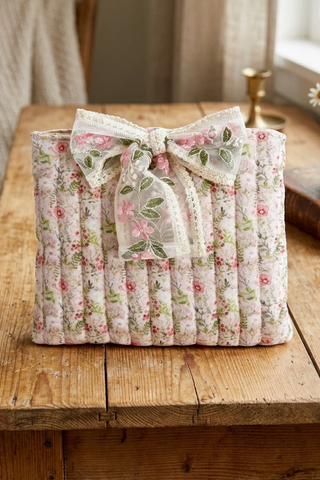 Libby Beige Floral Tie Bible Cover