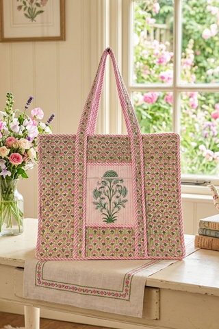Mia Pink Floral Tote Bag