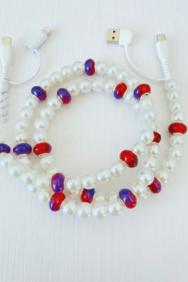 ETA 4/24 - Updated Red Purple and White Pearl Beaded Charger