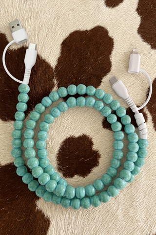 Updated Turquoise Beaded Cord Charger