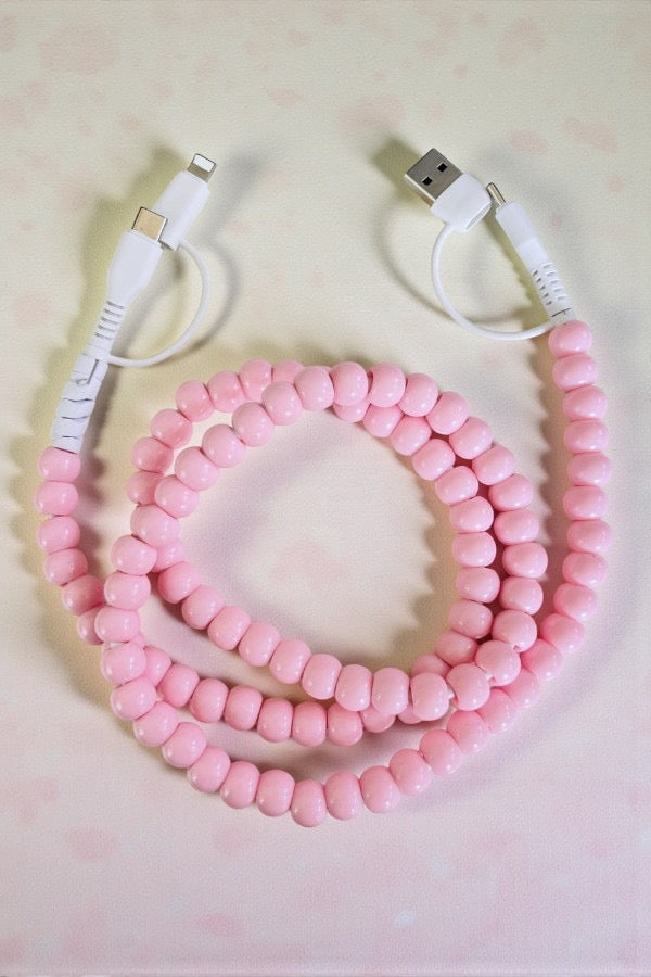 Updated Light Pink Beaded Cord Charger