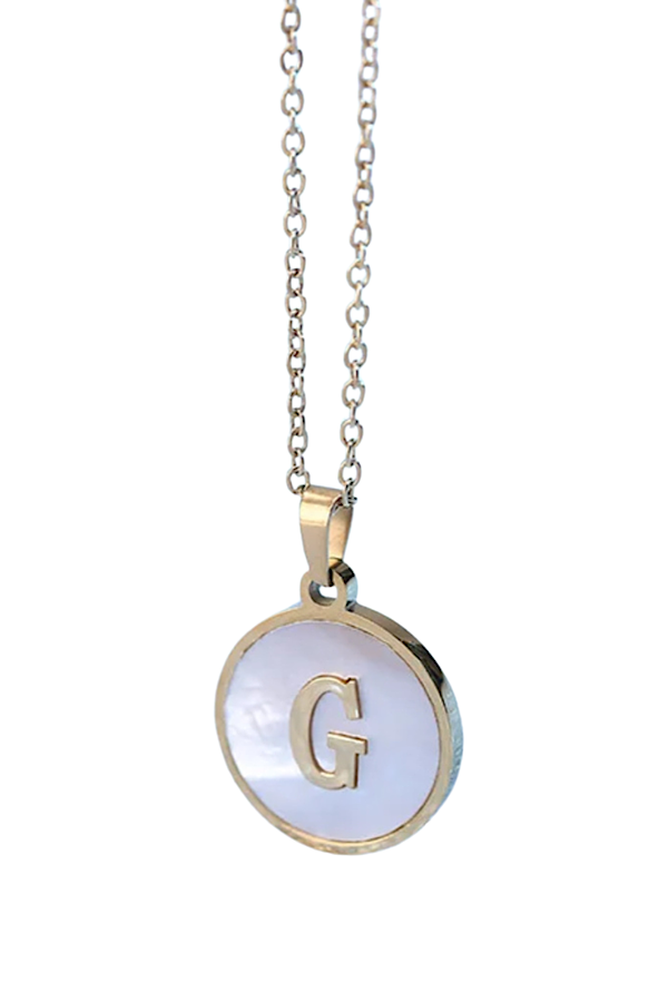 Gold Pearl Initial Necklace G- ETA 3/15