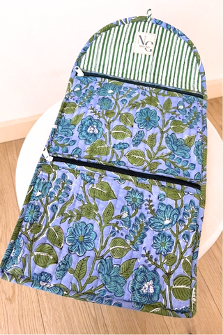Tate Blue Floral Jewelry Pouch