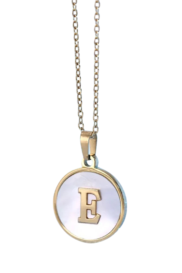 Gold Pearl Initial Necklace E - ETA 3/15