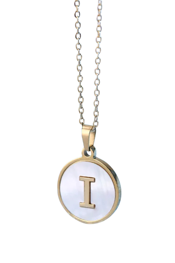 Gold Pearl Initial Necklace I - ETA 3/15