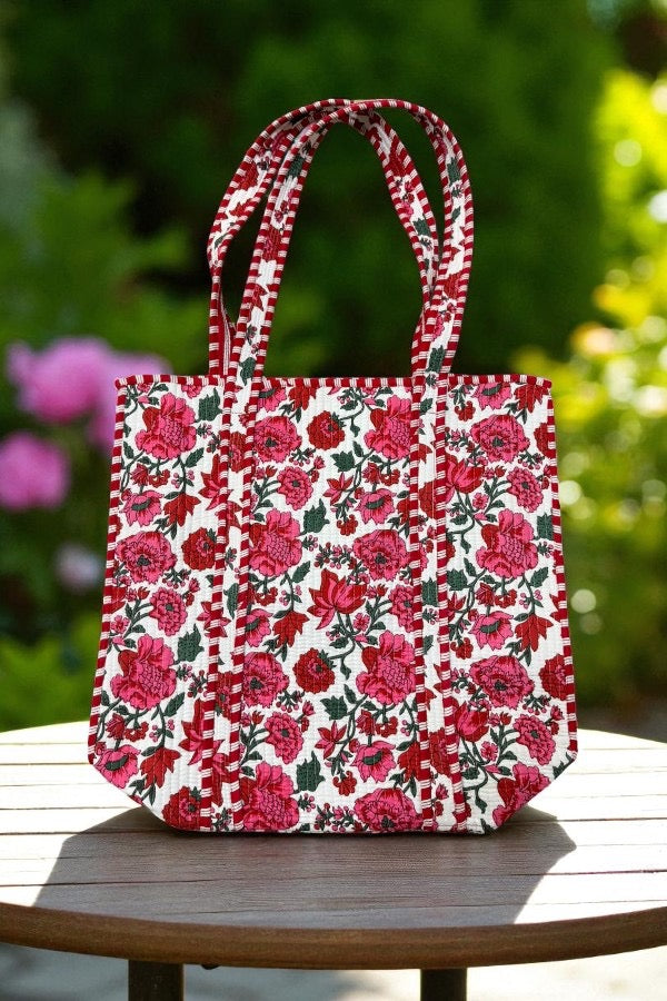 ETA 8/6 - Poppy Lane Pink Floral Tote Bag