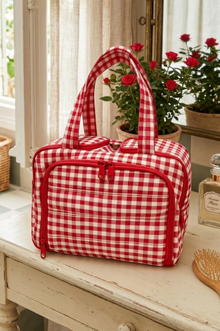 ETA 8/13 - Evelyn Red Gingham Cosmetic Case