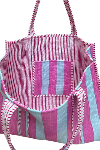 ETA 4/1 - Reef Pink and Blue Striped Tote Bag