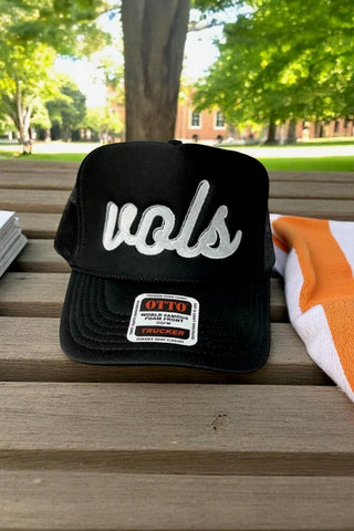 Vols Script Black Embroidered Trucker Hat
