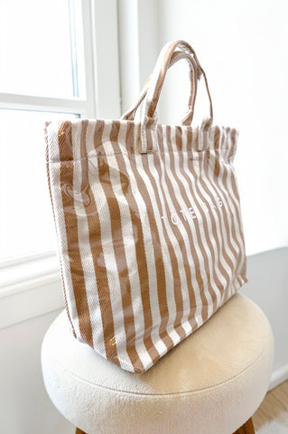 ETA 4/20 - Tan and Beige Striped TOTE BAG