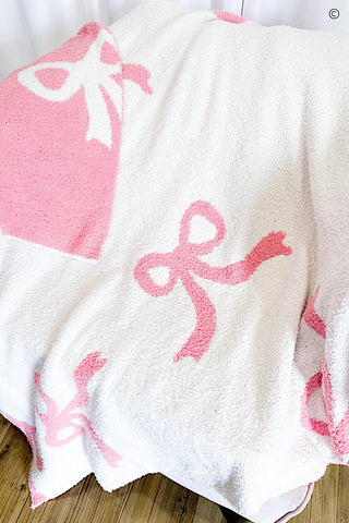 ETA 9/25 - Pink and White Bow Luxury Blanket