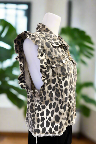 ETA 3/21 - Charlie Cheetah Print Denim Vest