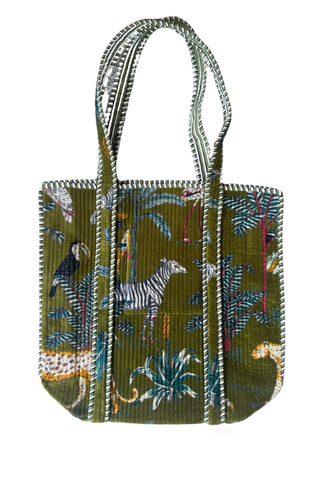 ETA 9/30-10/14 Go Wild Green Velvet Tote Bag