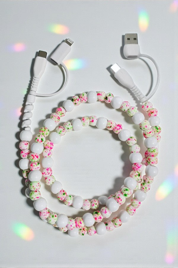 ETA 4/20 - Updated White Confetti Beaded Cord Charger