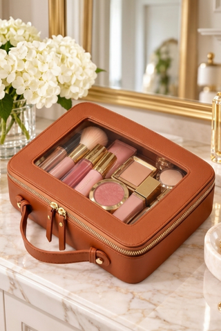 ETA 1/8-1/29 Posie Brown Clear Travel Bag