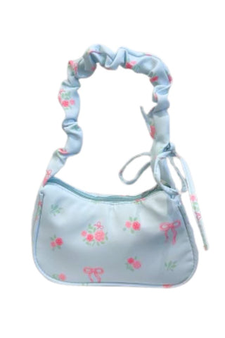 ETA 2/3 - Lily Blue Floral and Bow Shoulder Bag