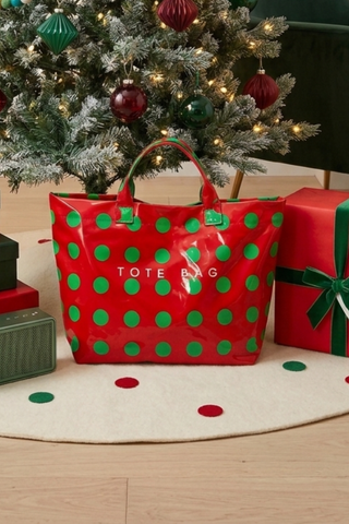 ETA 8/13 - Red and Green Polka Dot TOTE BAG