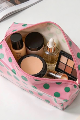 Mabel Orange Polka Dot Cosmetic Bag