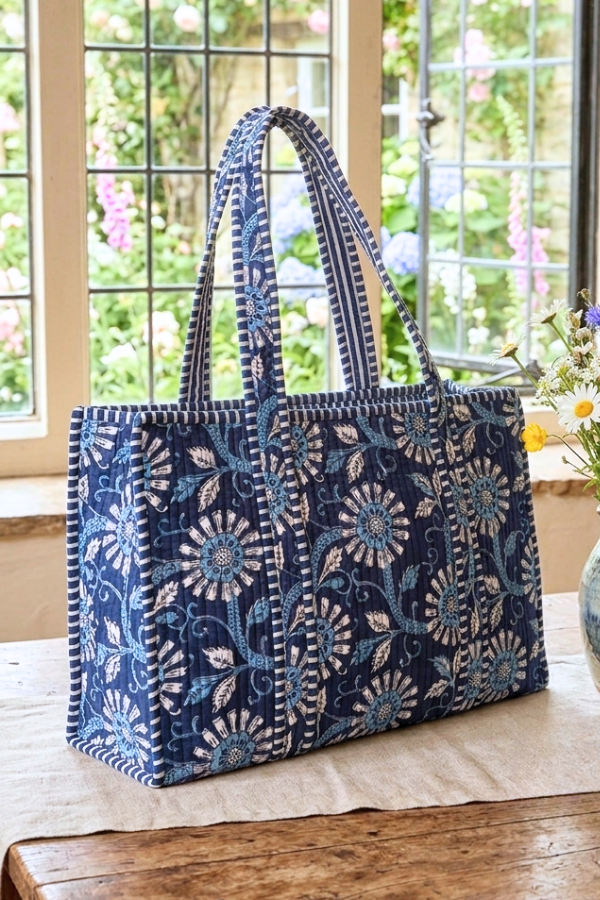 ETA 6/29 - Isla Navy Blue Floral Tote Bag