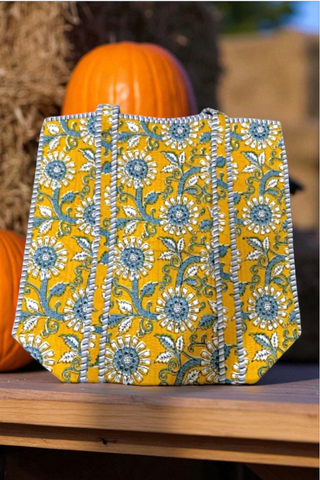ETA 9/12 - Rourke Yellow Floral Patterned Tote Bag