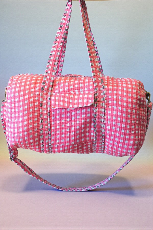ETA 3/12 - Checkmate Pink Gingham Duffel Bag