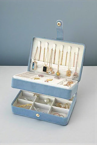 ETA 3/31 - Gracie Blue Velvet Jewelry Box