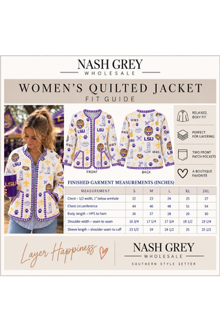 ETA 10/19-11/9 LSU Quilted Jacket©