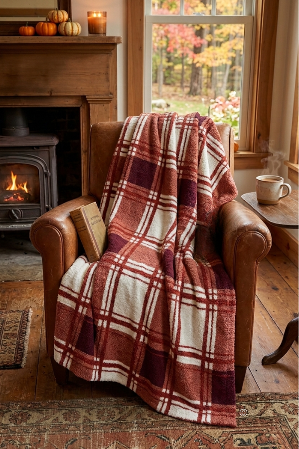 ETA 9/30 - Amber Glow Brown Plaid Blanket