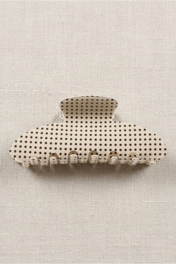 Cream Polka Dot Claw Clip