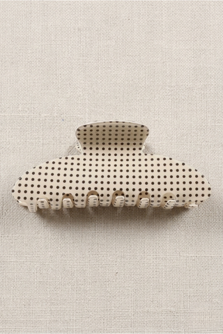 Cream Polka Dot Claw Clip