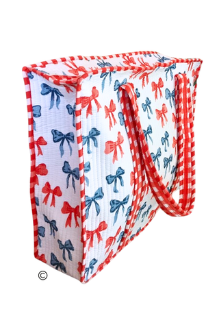 ETA 6/1 - Americana Red and Blue Bow Tote Bag