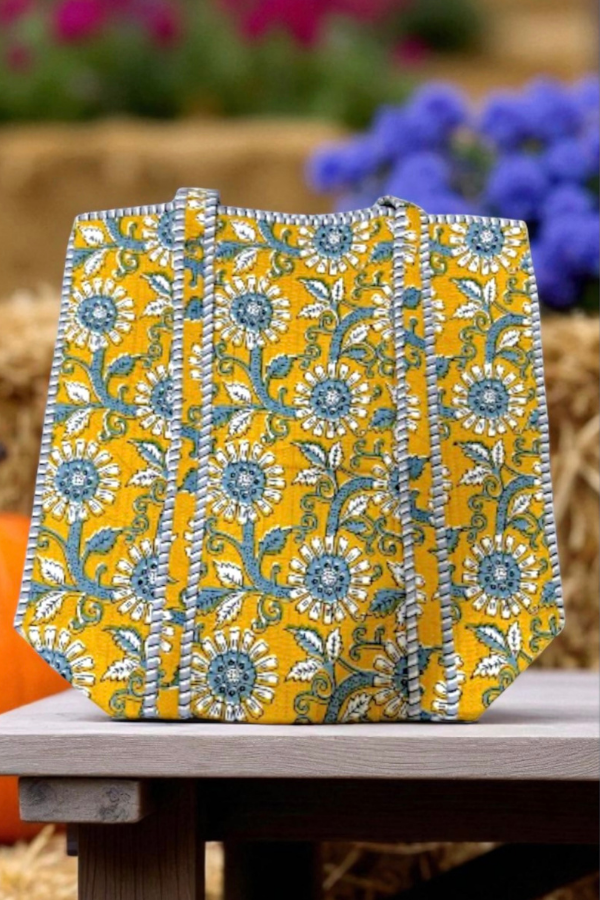 ETA 9/12 - Rourke Yellow Floral Patterned Tote Bag
