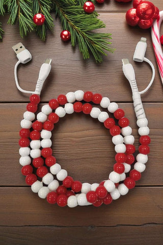 ETA 10/29 - Updated Red and White Beaded Phone Charger